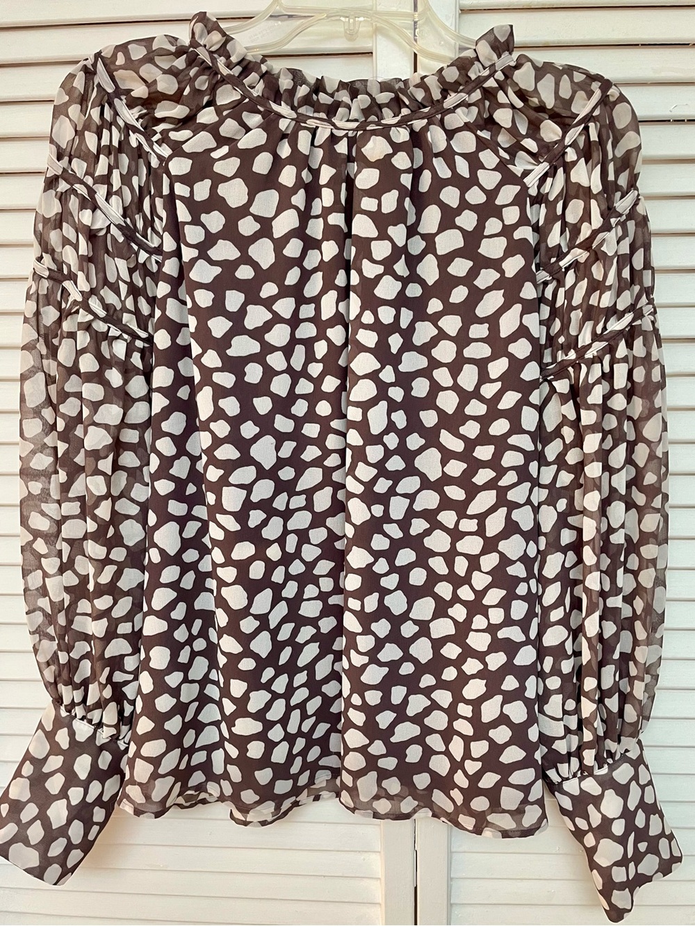 Eggplant/brown and White Printed Women's Blouse